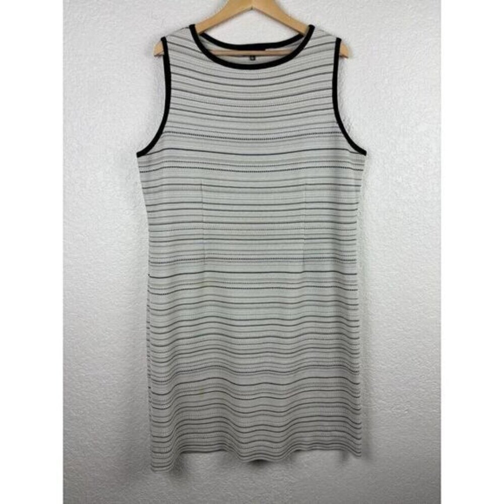 Misook Womens Dress Size Large Black White Striped Sleeveless Career MINOR FLAW‎